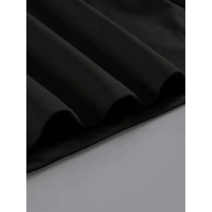 20/1 Penye Compack Baskılı Oversize Kahve Desenli Kadın Kısa Kol Yazlık T-shirt - Siyah