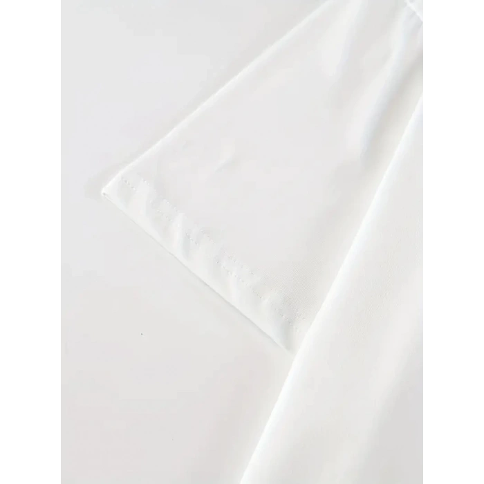 20/1 Penye Compack Baskılı Oversize Kısa Kol Bisiklet Yaka T-shirt - Beyaz