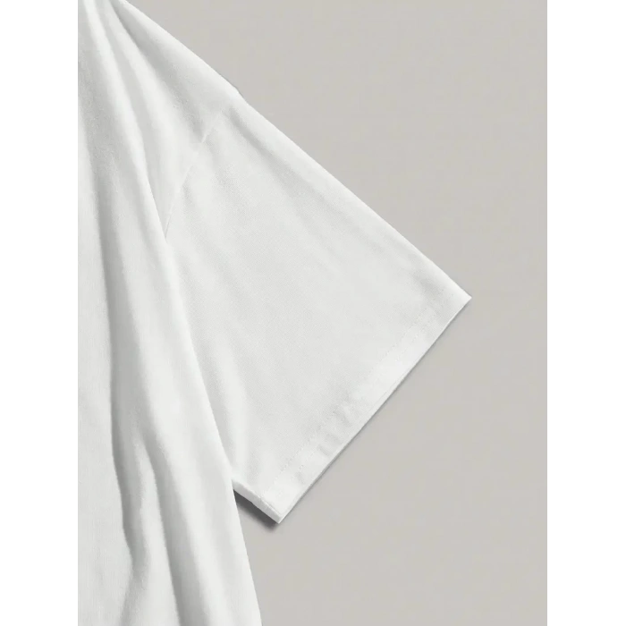 20/1 Penye Compack Dark Angel Baskılı Oversize Kısa Kol Yazlık T-shirt- Beyaz