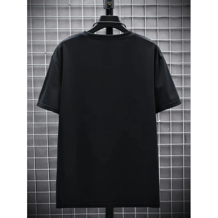 20/1 Penye Compack FUTRE Baskılı Oversize Kısa Kol Bisiklet Yaka T-shirt - Siyah