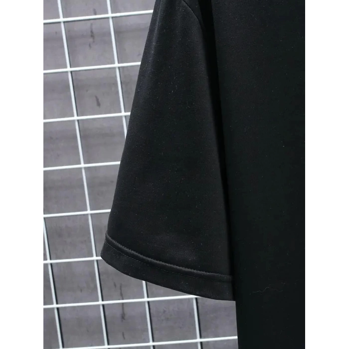 20/1 Penye Compack FUTRE Baskılı Oversize Kısa Kol Bisiklet Yaka T-shirt - Siyah