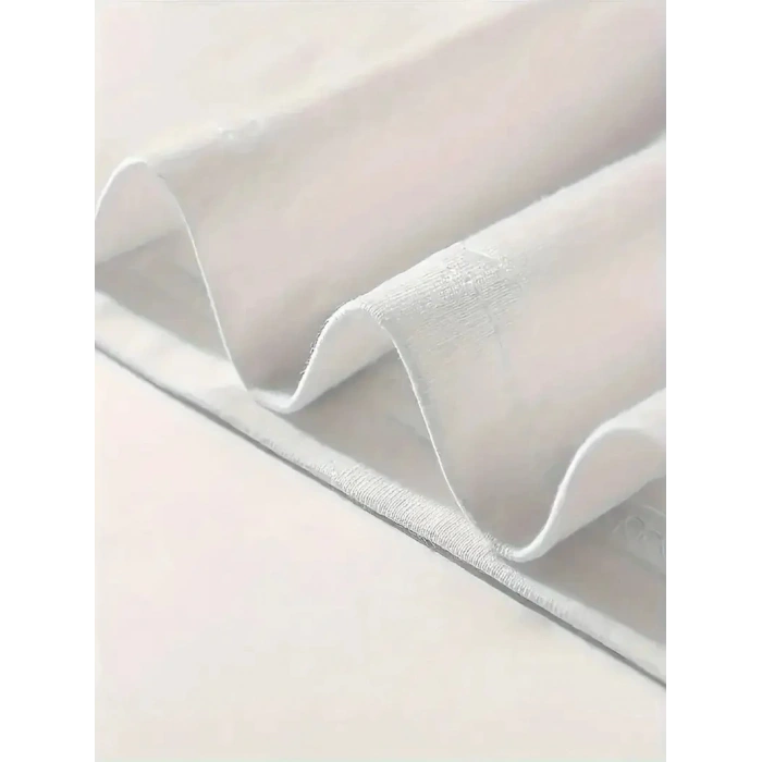 20/1 Penye Compack Gülücük Baskılı Oversize Bisiklet Yaka Kısa Kol Yazlık T-shirt - Beyaz