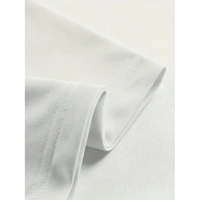 20/1 Penye Compack Ön Arka Ejder Baskılı Oversize Bisiklet Yaka T-shirt - Beyaz