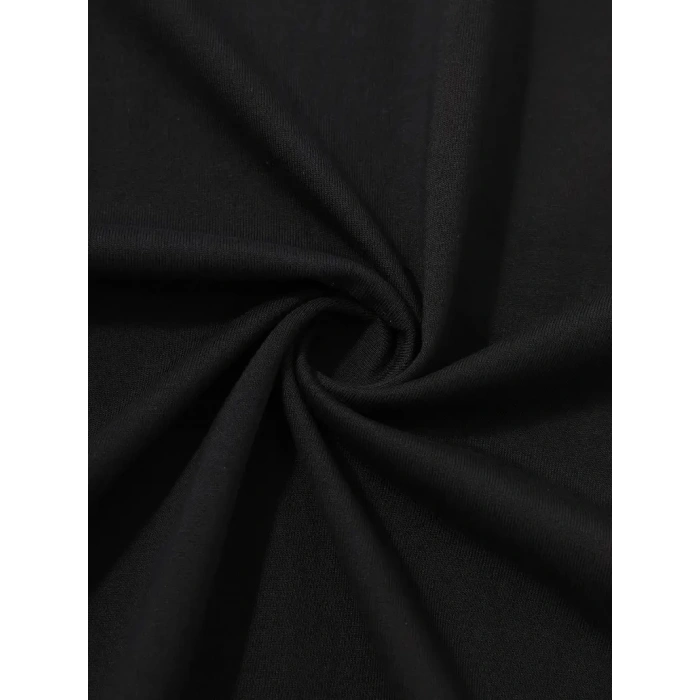 20/1 Penye Compack Uçak Baskılı Oversize Bisiklet Yaka Kısa Kol T-shirt - Siyah