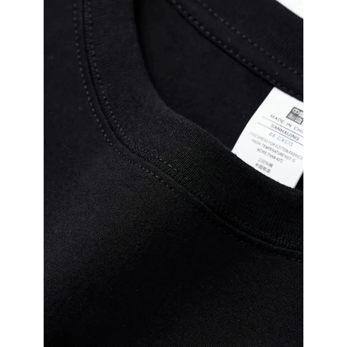 AICG Ön Arka Baskılı Bisiklet Yaka Kadın Oversize Bisiklet Yaka T-shirt - Siyah