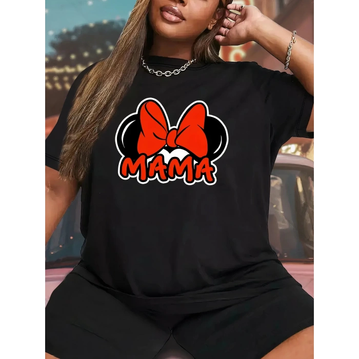 Anneler Günü Baskılı T-shirt - Siyah