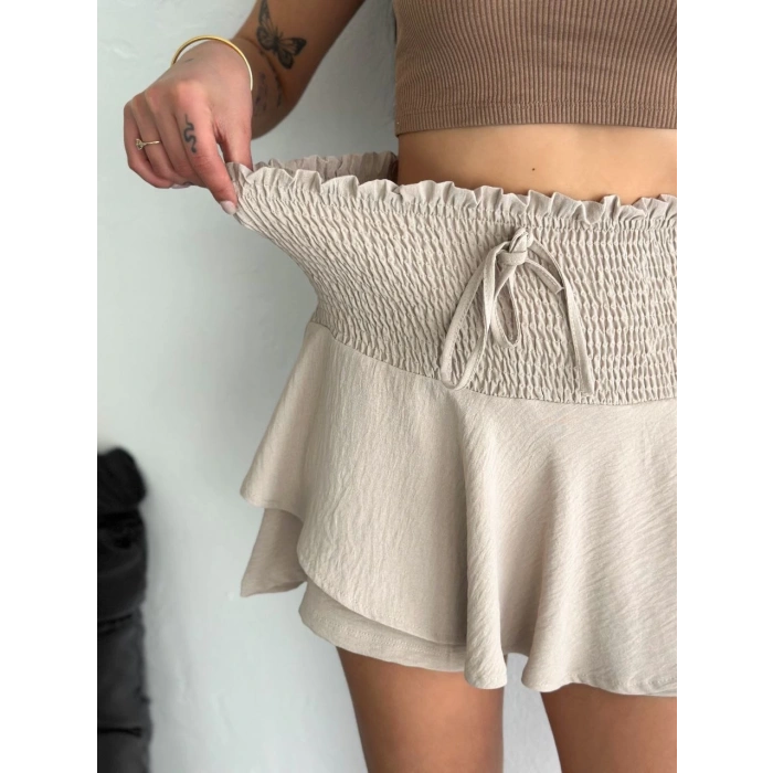 Ayrobin Şortlu Etek - Bej