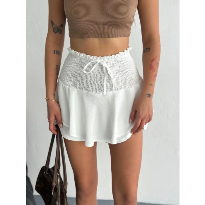 Ayrobin Şortlu Etek - Beyaz
