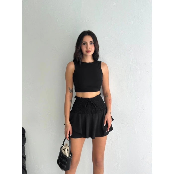 Ayrobin Şortlu Etek - Siyah