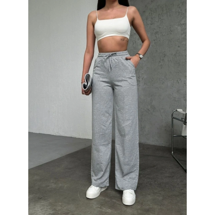 Basic İki İplik Eşofman Pantolon - Gri