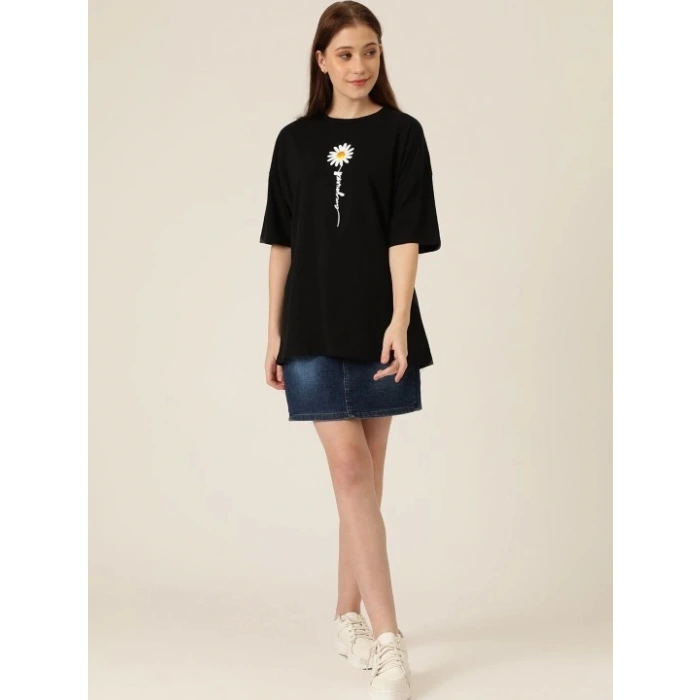 Baskılı Kadın T-shirt - Siyah