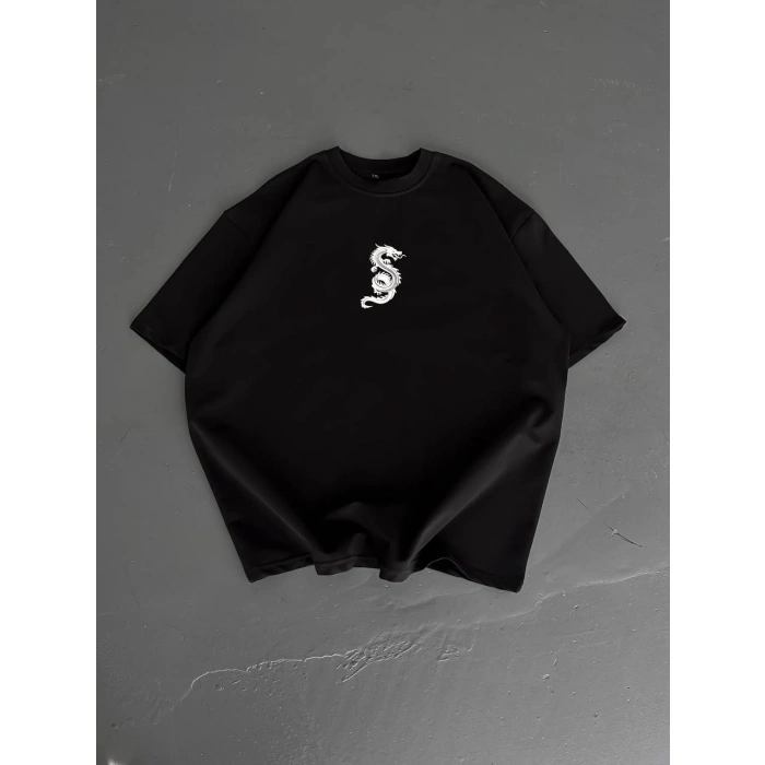 Erkek Baskılı T-Shirt Kısa Kol Bisiklet Yaka Regular Fit Rahat Kalıp Günlük Tişört - Siyah