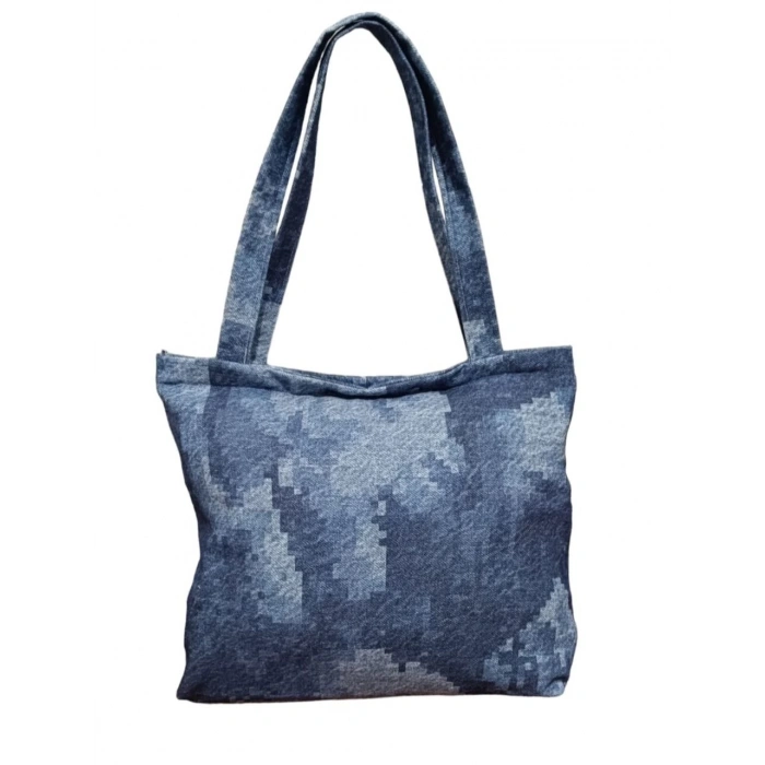 Blujin Desenli Piknik ve Deniz Cepli Fermuarlı Çanta - Mavi