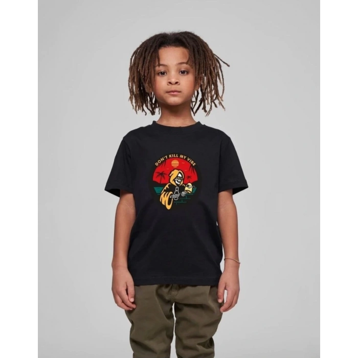 Çocuk Unisex Baskılı T-Shirt - Siyah