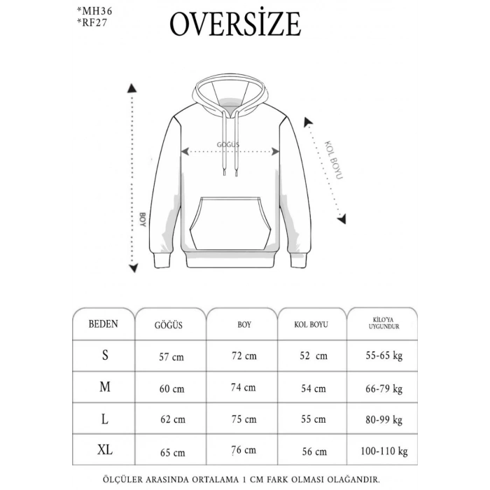Double Oversize Kapşonlu Nakışlı SweatShirt - Füme