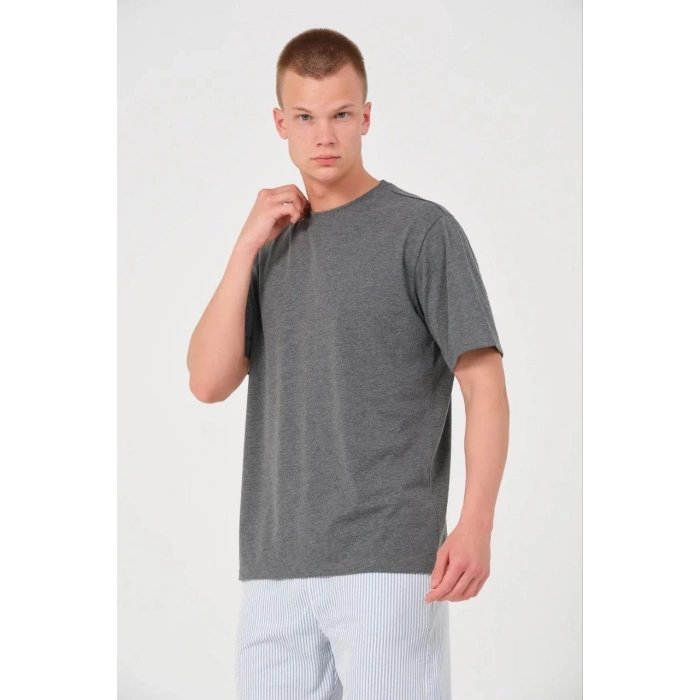 Erkek 24/1 Düz A Kalite Oversize T-shirt - Antrasit