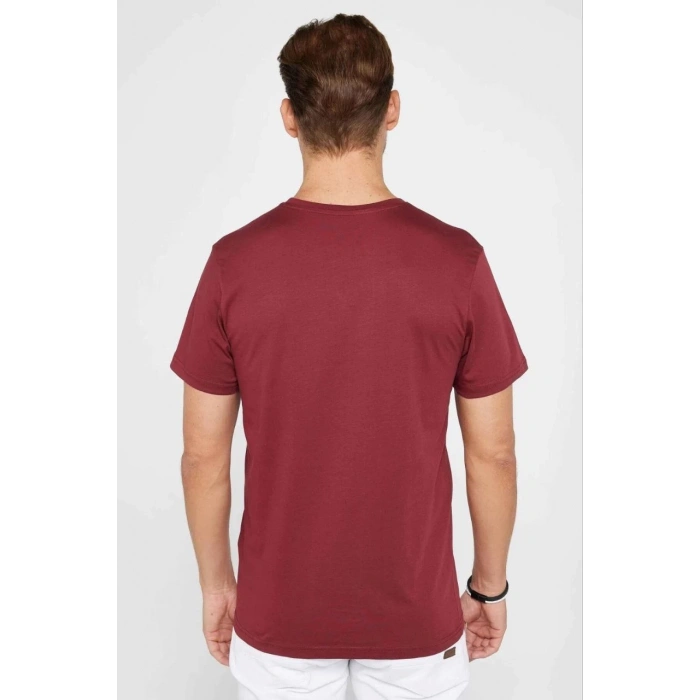 Erkek Düz Kısa kol Penye T-shirt - Bordo