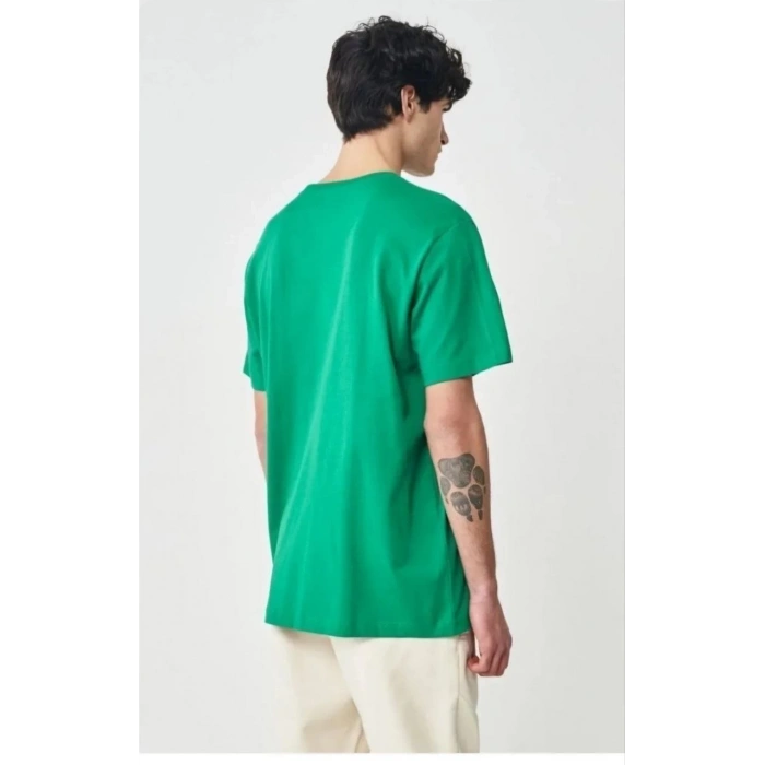 Erkek 24/1 Düz A Kalite Oversize T-shirt - Yeşil