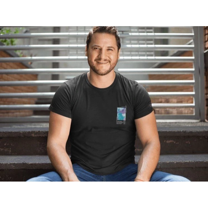 Erkek Bisiklet Yaka Baskılı Oversize T-Shirt - Siyah