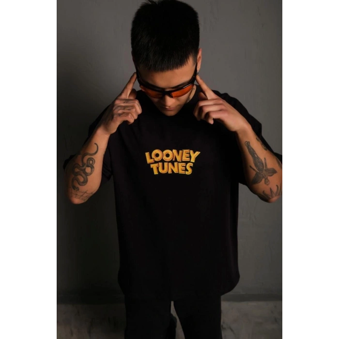 Erkek Dijital Baskılı T-Shirt - Siyah