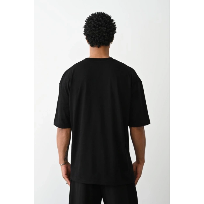 Erkek Düz Basic Bisiklet Yaka Kısa kol T-Shirt - Siyah