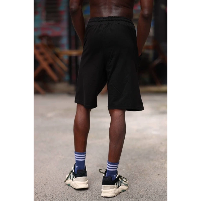Erkek İki İplik Cepli Şort - Siyah