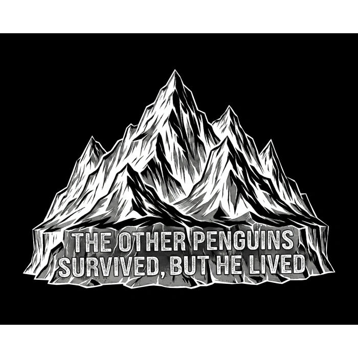 Erkek Nihilist Penguen Temalı Oversize Kapüşonlu Sweatshirt - Siyah