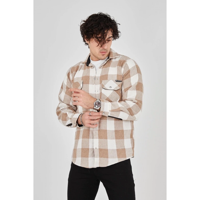 Erkek Oduncu Gömlek - Bej