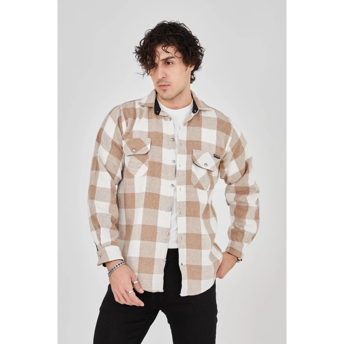 Erkek Oduncu Gömlek - Bej