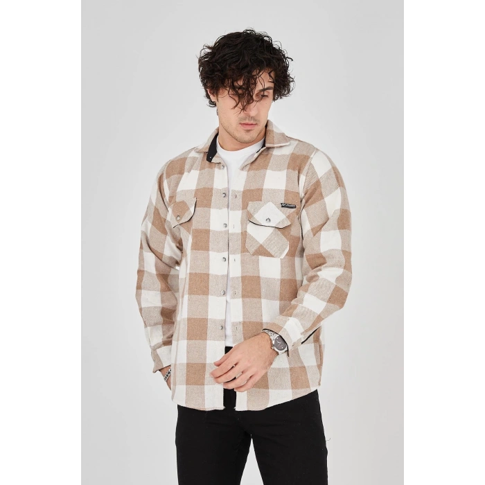 Erkek Oduncu Gömlek - Bej