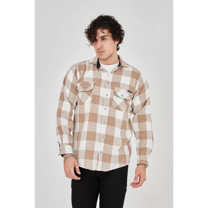 Erkek Oduncu Gömlek - Bej