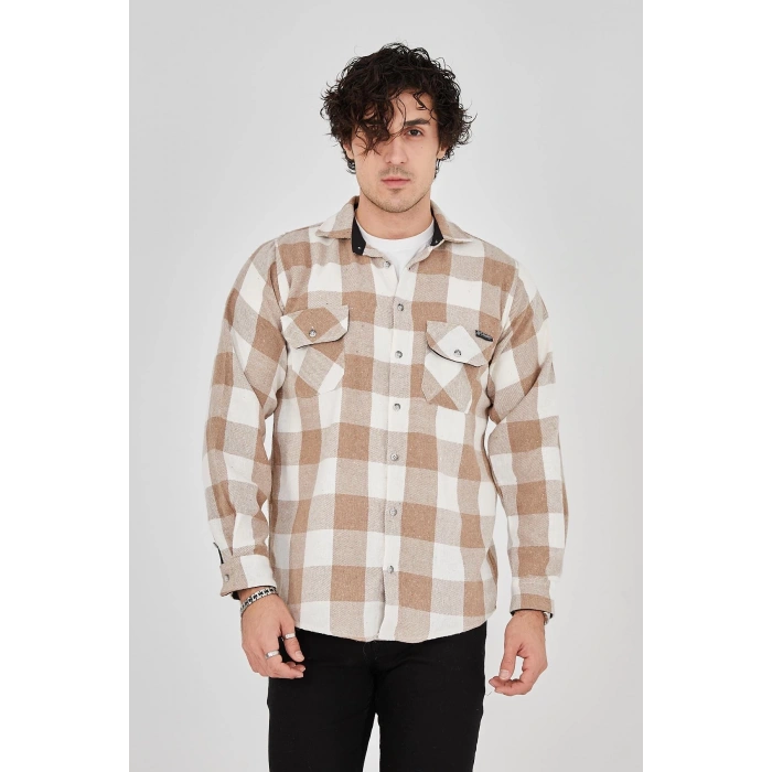 Erkek Oduncu Gömlek - Bej