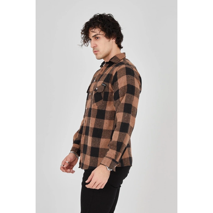 Erkek Oduncu Gömlek - Kahverengi