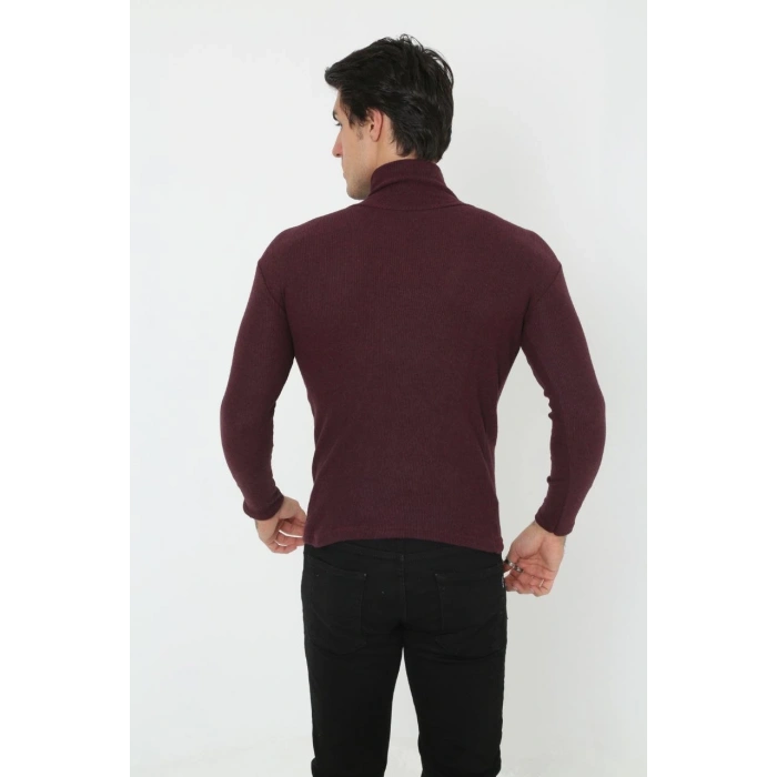 Erkek Tam Boğazlı Fitilli Likrali Koşkorse Badi - Bordo