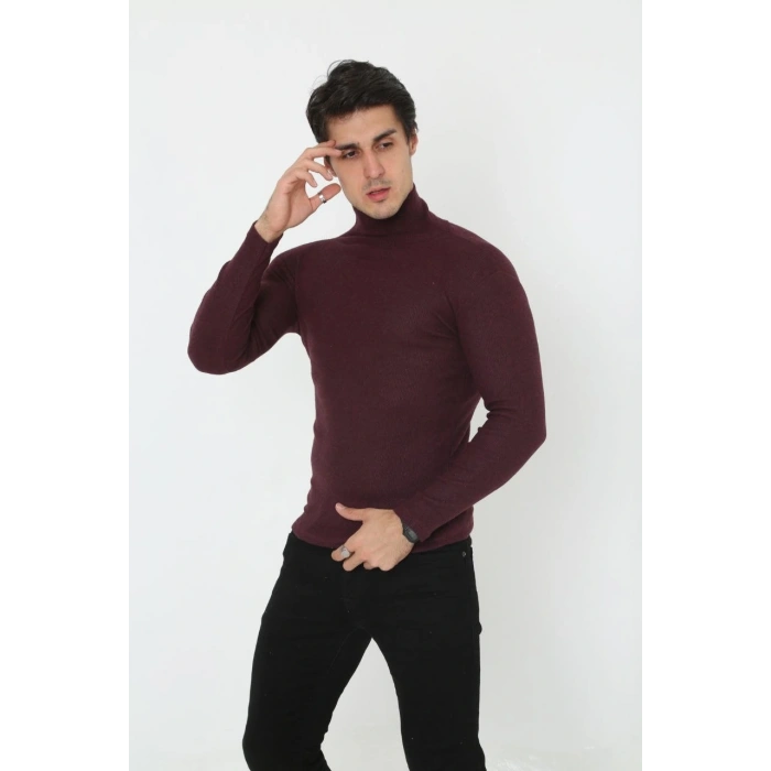 Erkek Tam Boğazlı Fitilli Likrali Koşkorse Badi - Bordo