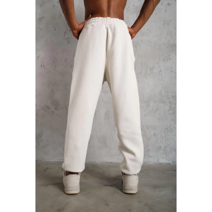 Erkek Üç İplik Alt Eşofman Lastikli - Beyaz