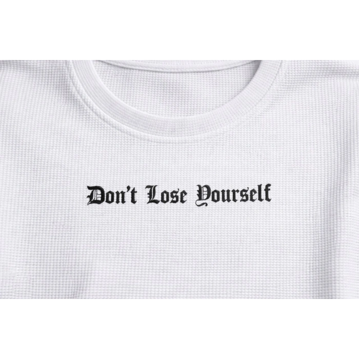 Erkek Wafıl Kumaş Tişört Regular Kalıp Bisiklet Yaka Baskılı Günlük Basic T-Shirt - Beyaz