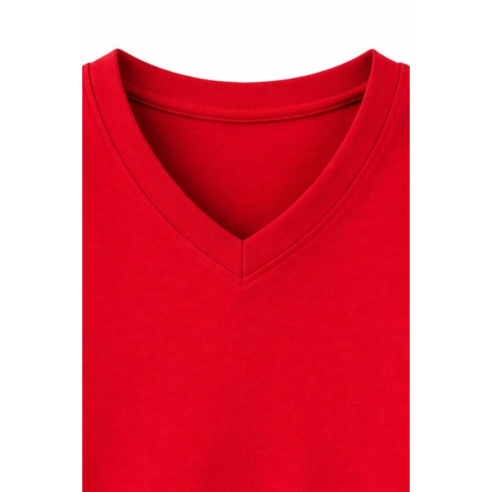 Genç Erkek Çocuk V Yaka Tişört Model - Bordo