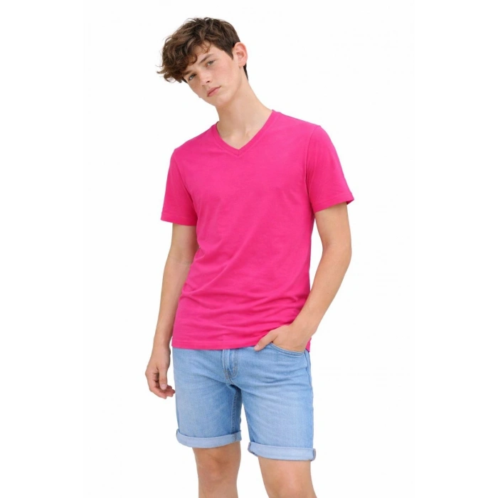 Genç Erkek Çocuk V Yaka Tişört Model - Pembe