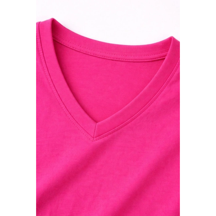 Genç Erkek Çocuk V Yaka Tişört Model - Pembe