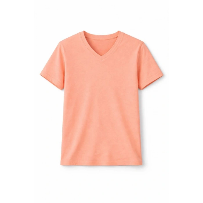 Genç Kız Çocuk V Yaka Tişört Model - Toz Pembe