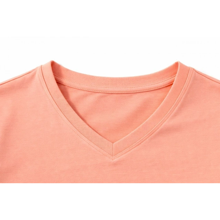 Genç Kız Çocuk V Yaka Tişört Model - Toz Pembe