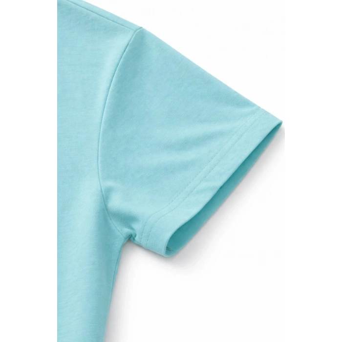 Genç Kız Çocuk V Yaka Tişört Model - Turkuvaz