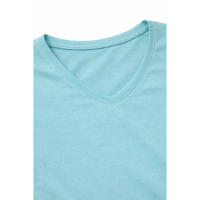 Genç Kız Çocuk V Yaka Tişört Model - Turkuvaz