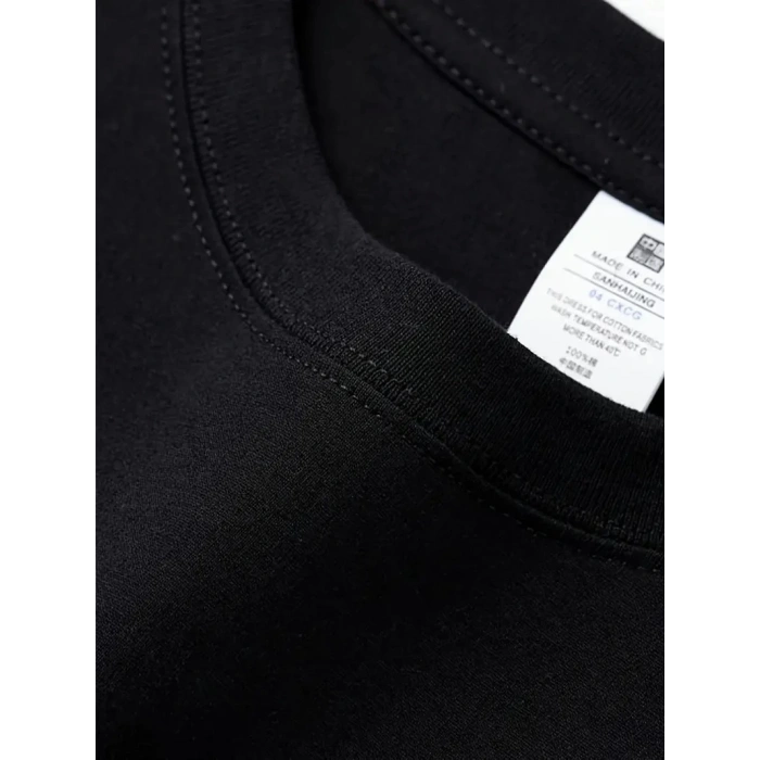 Geniş Kesim Pamuklu Tişört - GANDHI The Project Baskılı, Siyah, Rahat Kesim, Kısa Kollu, Günlük Kıyafet, Her Gün Giyilebilecek Tişört- Siyah