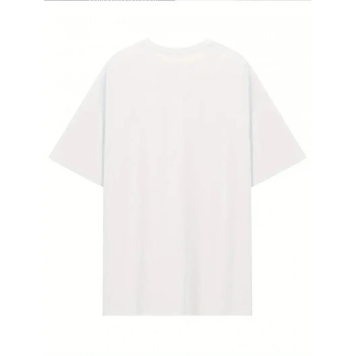 [Günlük T-Shirt] Hafif Kadın Günlük T-Shirt | Bol Kesim, Kısa Kollu, Yuvarlak Yaka, Eğlenceli Karikatür Ayı ve Umrumda Değil Baskı - Günlük Stil, İlkbahar/Yaz- Beyaz