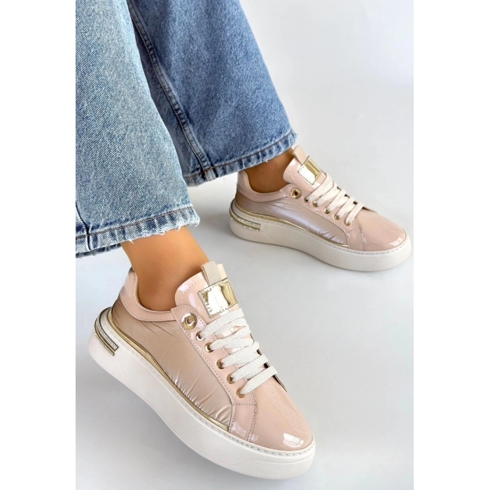 Hley Bej Rugan Paraşüt Detaylı Bağcıklı Spor Ayakkabı