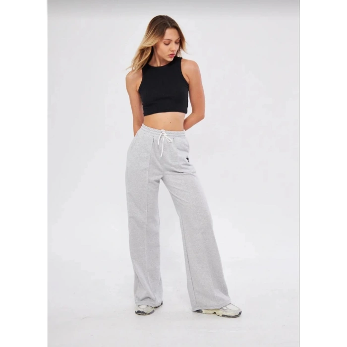 İki iplik Bol Paça Eşofman Pantalon - Gri