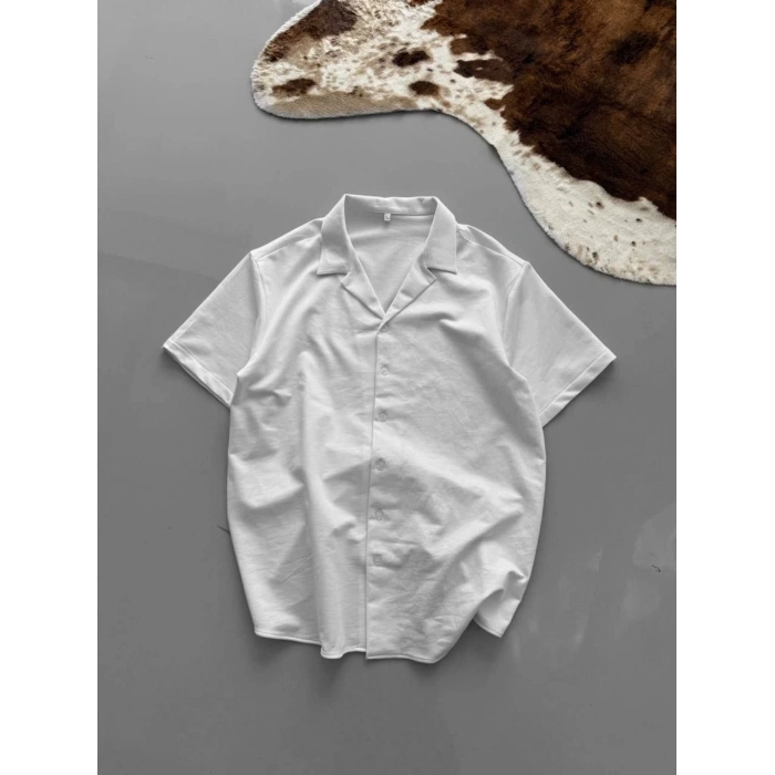 İki İplik Kumaş  Gömlek - Beyaz