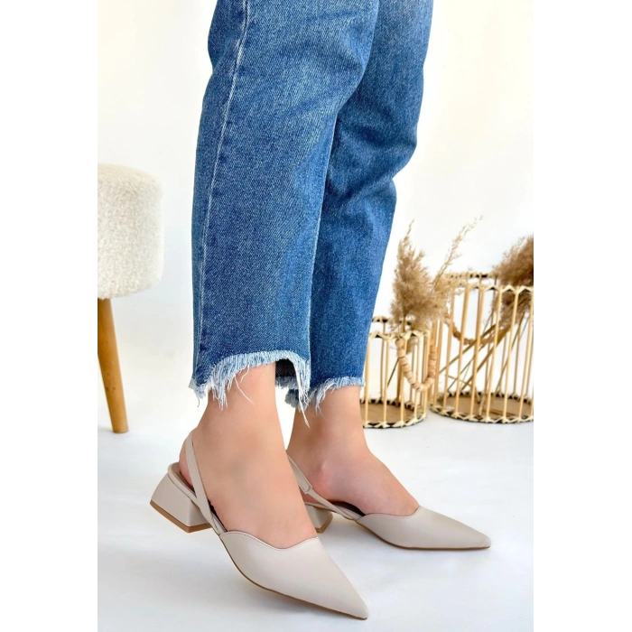 Jenti Bej Cilt Topuklu Ayakkabı